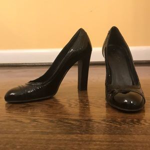 Beautiful black patent leather coach heels